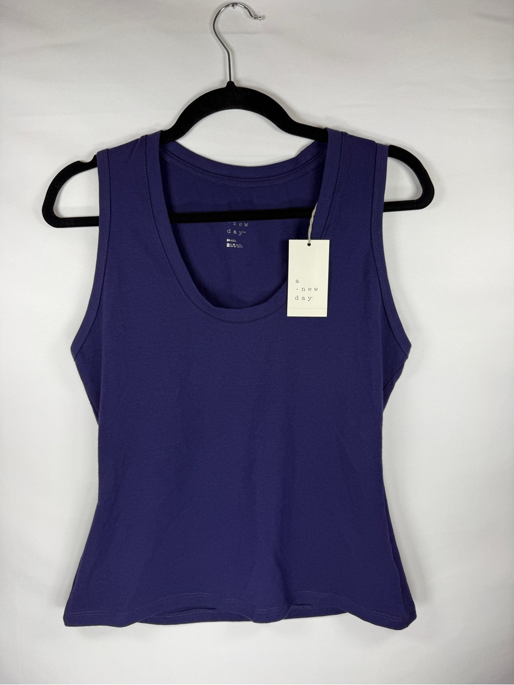 A New Day Tank Top Womens Small Purple / Navy Scoop Neck Stretch Knit NWT SZ S